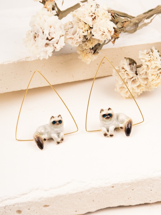 cat triangle earrings