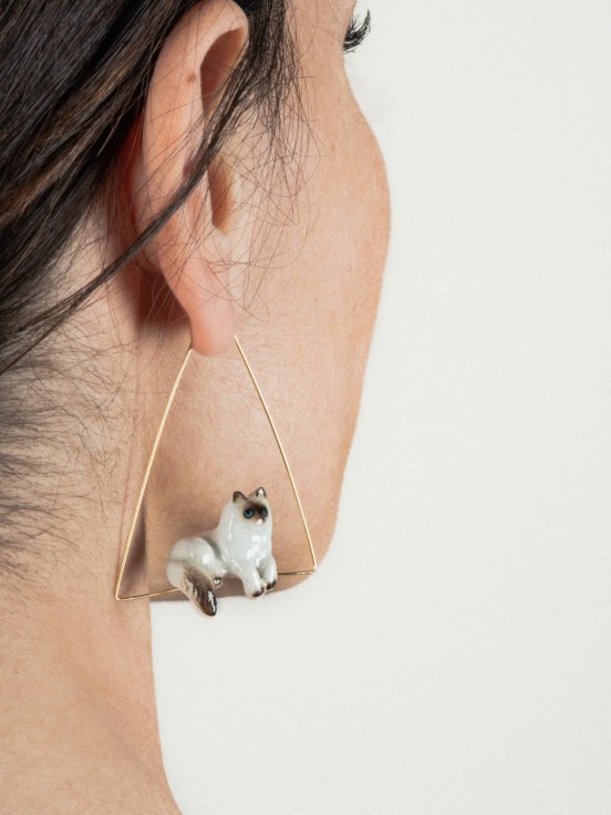 cat triangle earrings