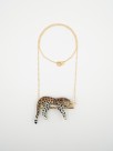bijou collier animal léopard peint à la main en porcelaine