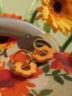 earrings orange flower hand painted porcelain