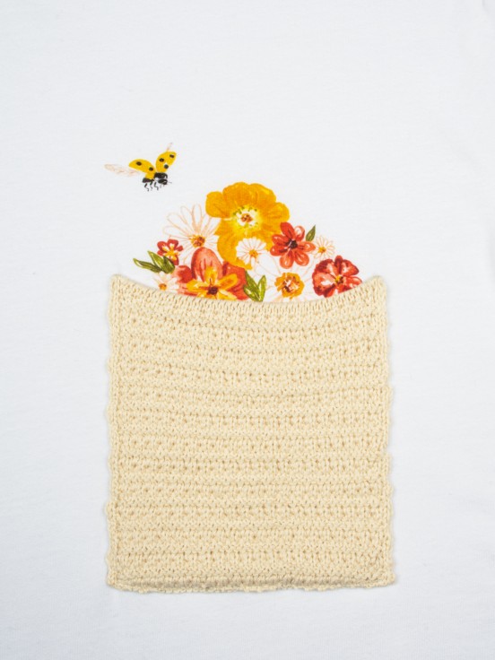 t-shirt crochet fleurs 100% coton OEKO TEX