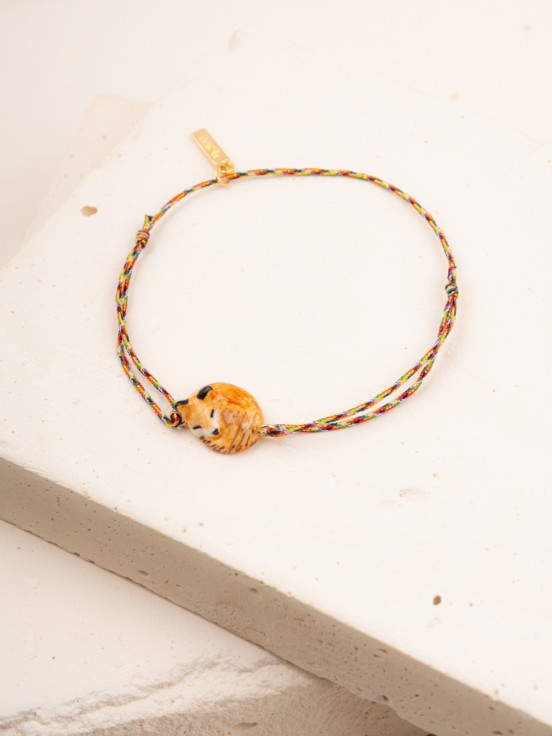 adjustable bracelet animal fox in hand painted porcelain