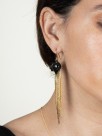 bijou boucles d'oreilles pendantes avec franges animal panthère noire en porcelaine peinte à la main