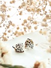 jewel stud earrings animal leopard in hand painted porcelain