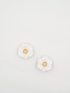 jewel stud earrings white and gold flower in hand painted porcelain