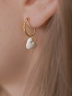 earrings mini creole heart white porcelain hand painted
