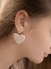 earrings heart white porcelain hand painted
