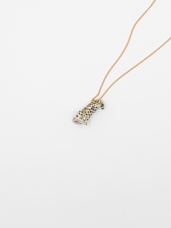 collier pendentif en porcelaine léopard peint à la main chaîne