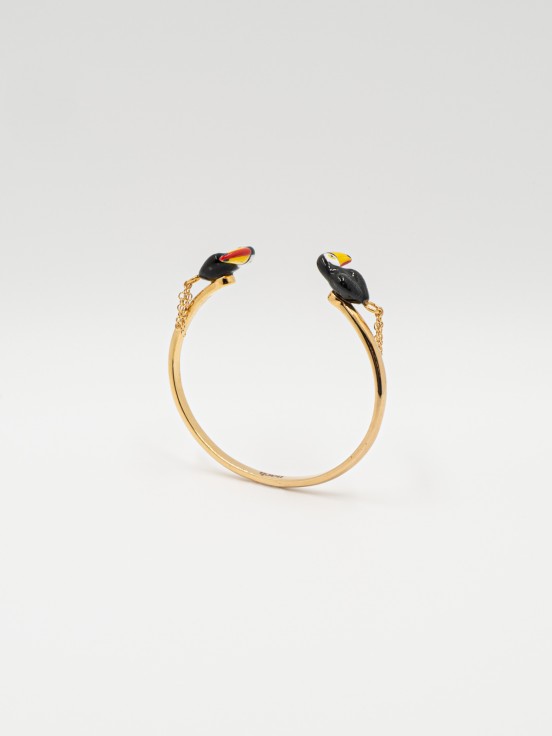 bracelet ajustable toucan oiseau porcelaine peint à la main