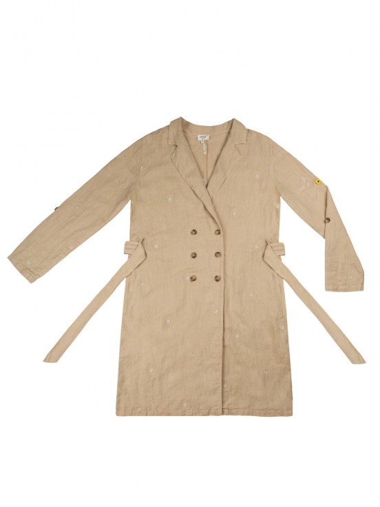Nach embroidered trench dress OEKO TEX certified fabric