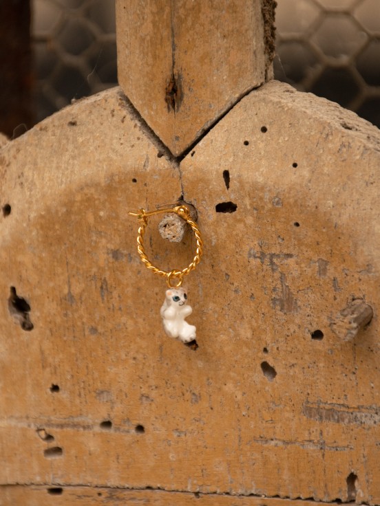 Nach tabby cat animal mini hoop earrings