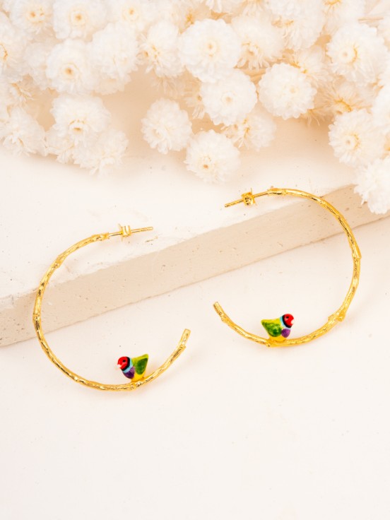 gold hoops with bird