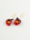 Black panther poppy flower and animal earrings