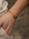Porcelain and golden brass leopard bracelet