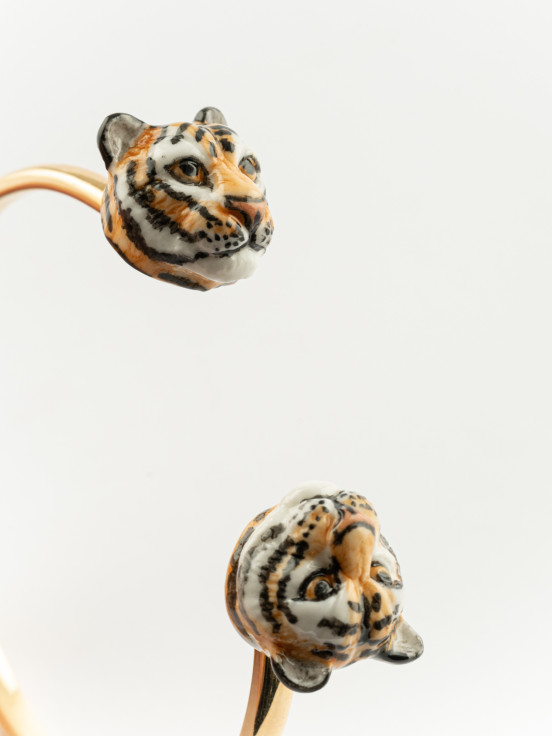 bracelet ajustable animal tigre en porcelaine peinte à la main