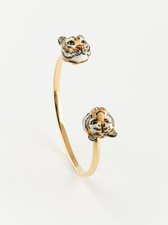 bracelet ajustable animal tigre en porcelaine peinte à la main