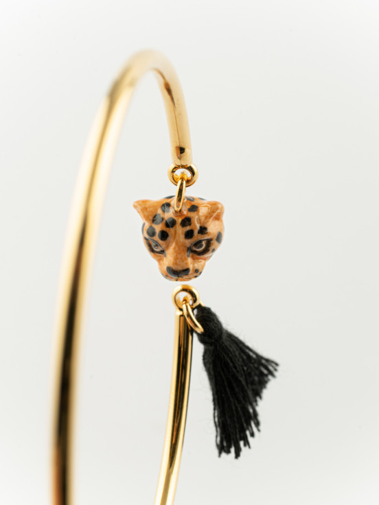 Golden leopard pompom bracelet