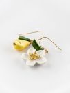 Pear tree flower, pear & leaf earrings