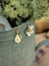 Pear tree flower, pear & leaf earrings