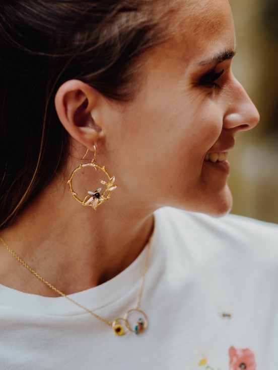 Golden porcelain bee earrings