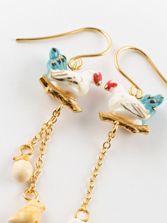 Hen & pendants earrings