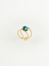 Double ring turquoise marbled porcelain hand painted gold