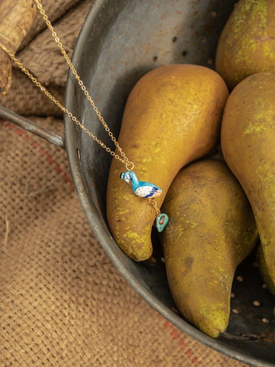 Peacock on a branch necklace