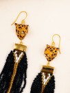 earrings pendant leopard bead porcelain hand painted