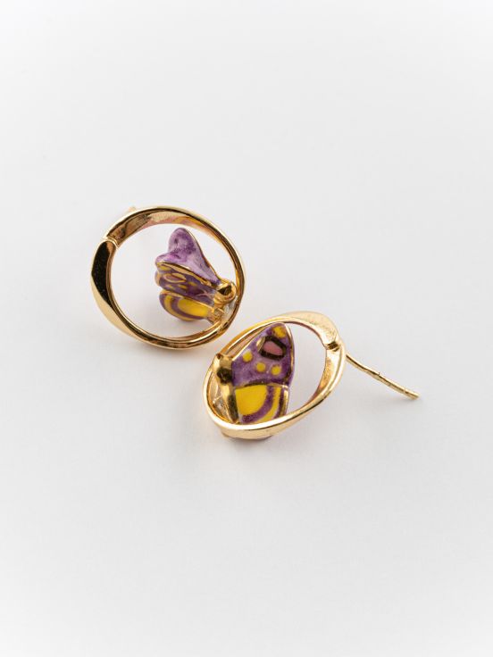 Purple butterfly stud earrings