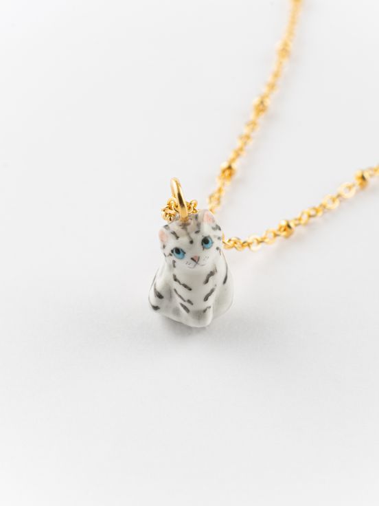 Tabby kitten necklace