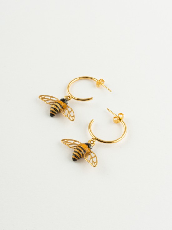 Golden wings bee earrings