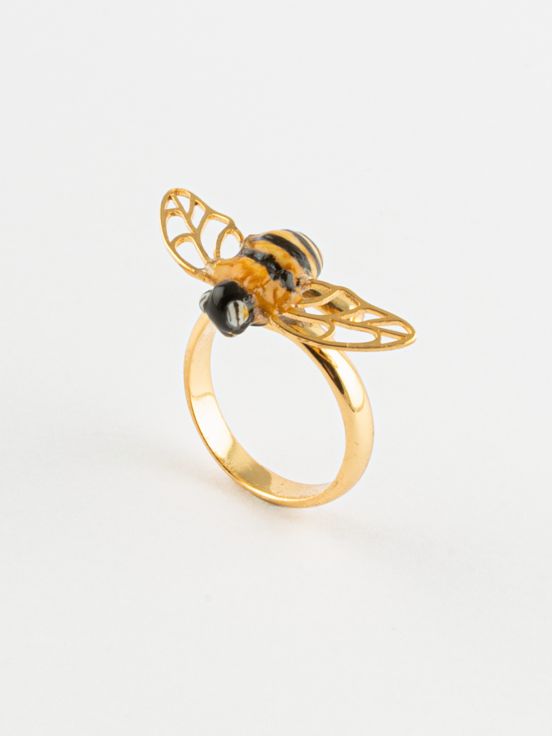 Bague abeille ailes dorées