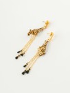 earrings pendant animal pompoms beads leopard porcelain hand painted