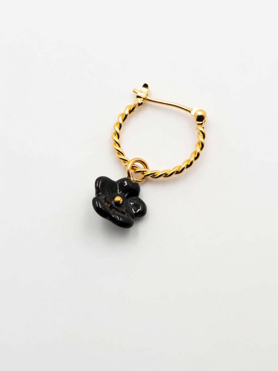 Black flower mini hoop - Sold individually
