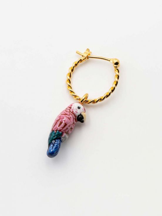 Pink parrot mini hoop - Sold individually