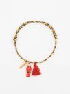 Bracelet charm's multicolore perroquet rouge avec pompon