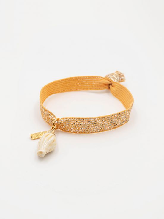 Shell gold elastic twistband bracelet