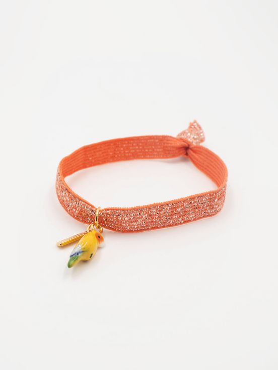 Bracelet twistband élastique orange perroquet jaune