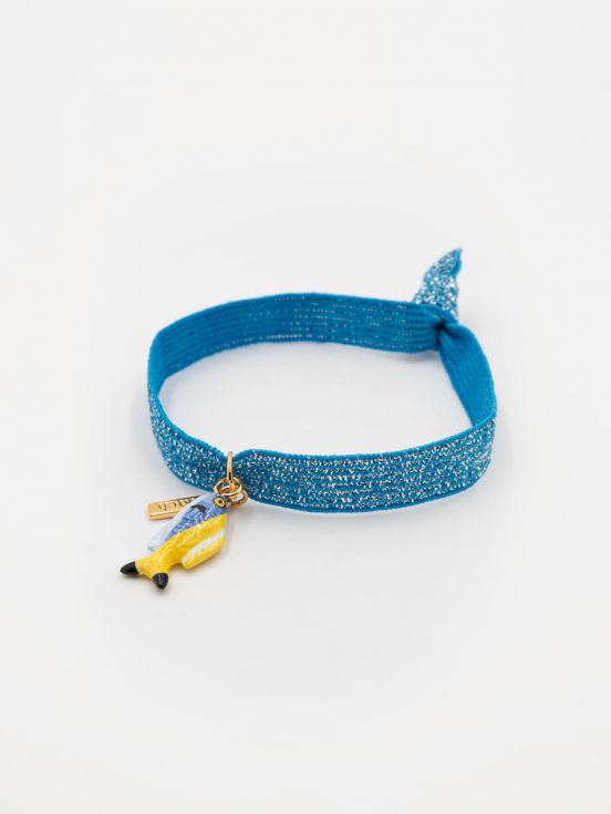 Bracelet twistband élastique bleu poisson fusilier