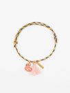 Bracelet charm's multicolore flamant rose avec pompon