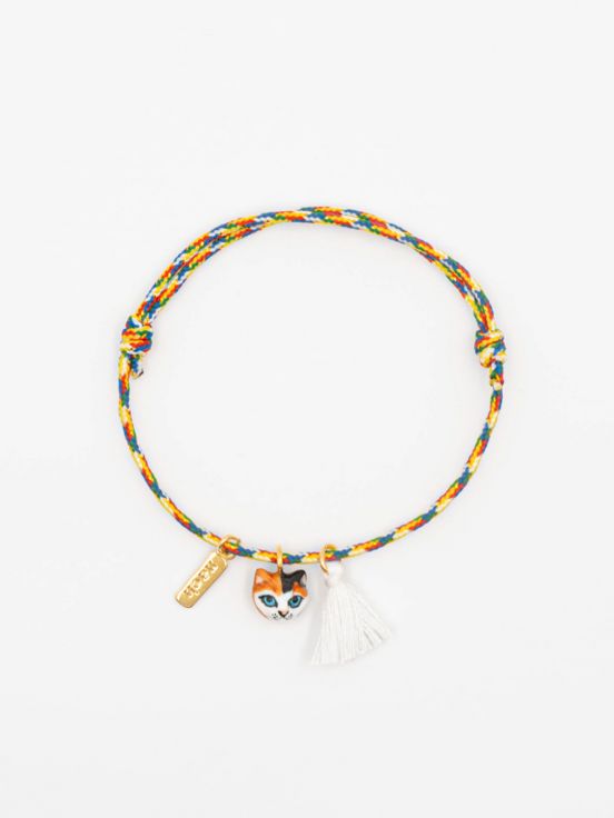 Bracelet charm's multicolore chat avec pompon