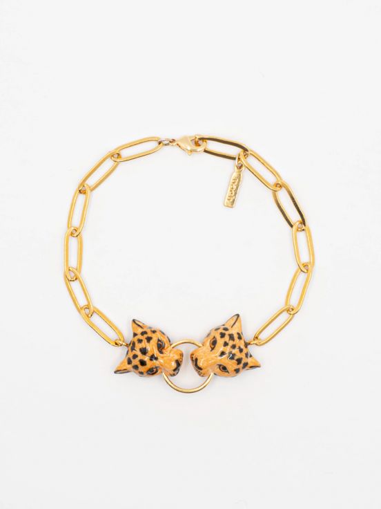Bracelet léopards mordant anneau