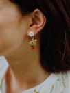 Golden flower and ladybug earrings