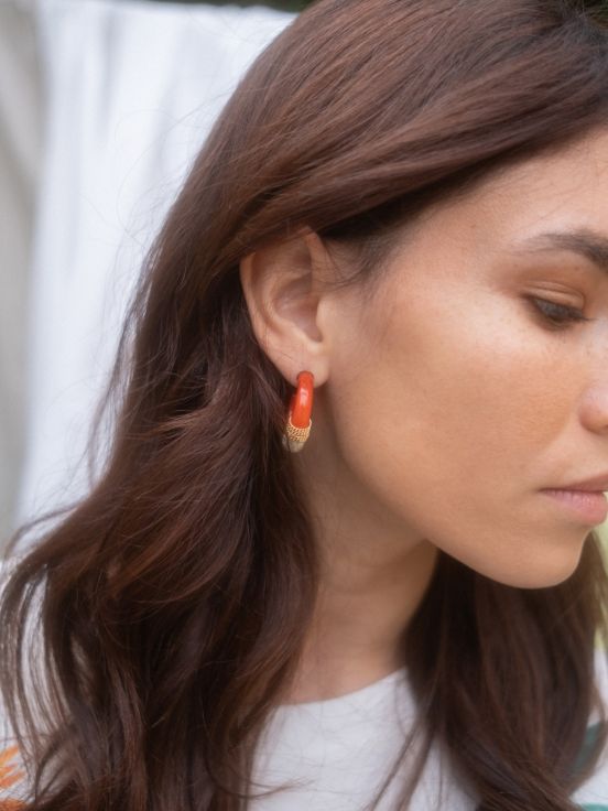 Boucles d'oreilles orange ethnique