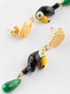 Boucles d'oreilles martelées toucan & jade