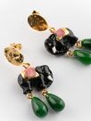 Jade & Asian elephant hammered earrings