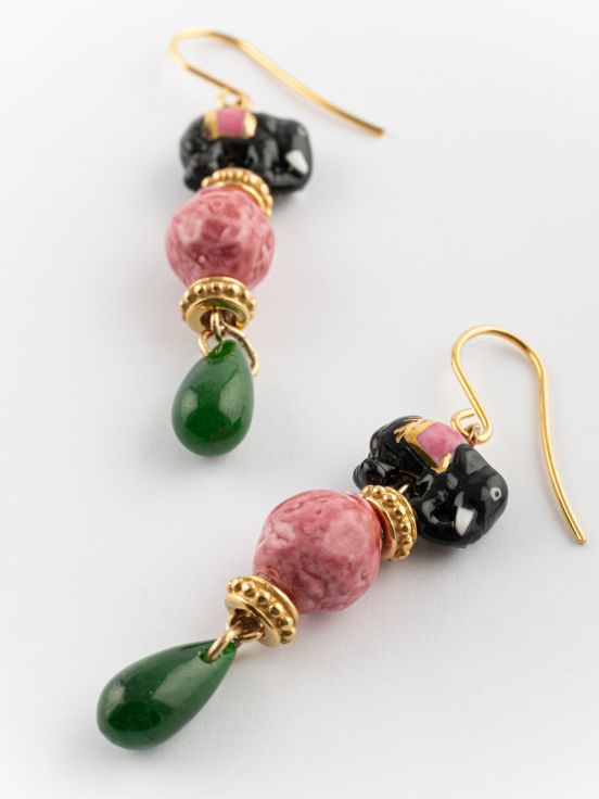 Jade & Asian elephant earrings