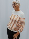 striped sweater animal embroidery button porcelain fabric OEKO TEX cockatoo