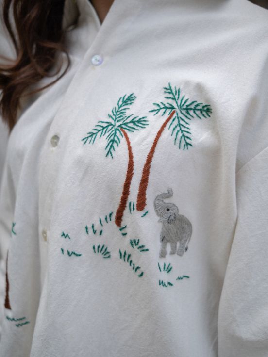La nuit des éléphants embroidered shirt