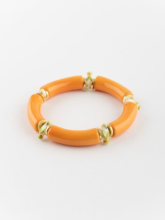 Bracelet perles orange perruche
